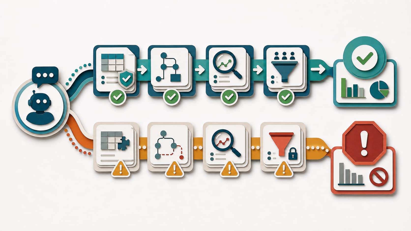 Operating workflow for metadata for AI query reliability